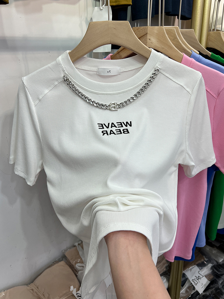 新款设计感小众白色短袖t恤女