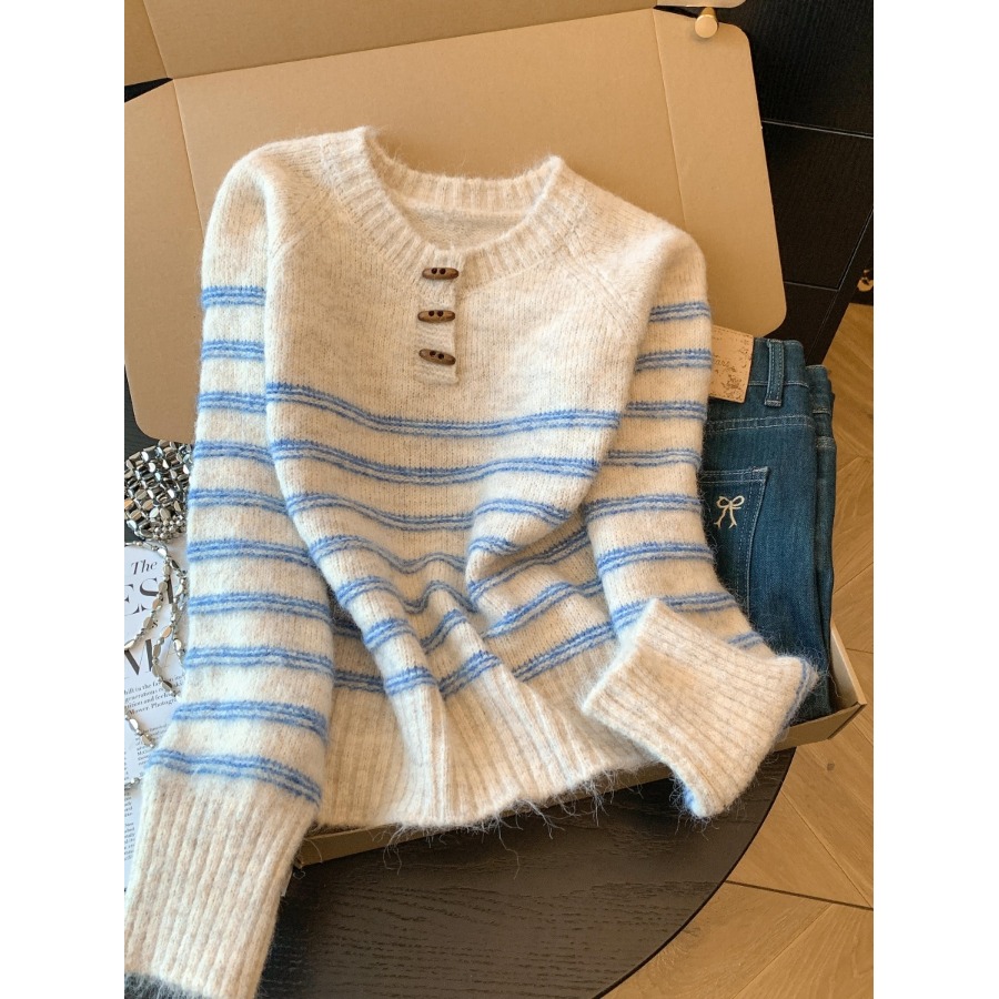 【赠运费险】宽松休闲条纹毛衣