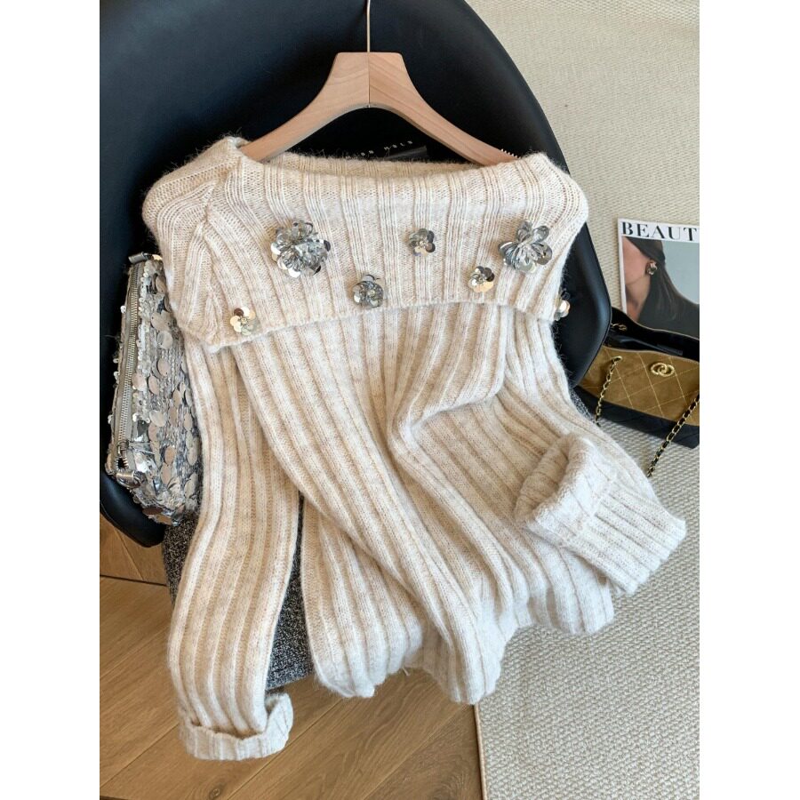 【赠运费险】亮片立体花针织衫