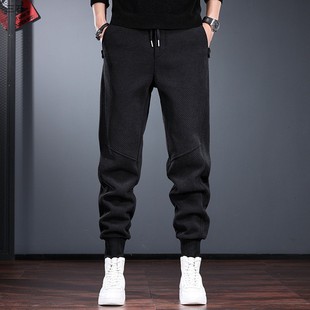 雪尼尔休闲裤男2025新款秋冬季松紧腰束脚裤重磅肌理感百搭男裤子