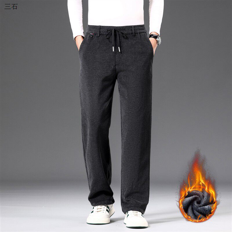 胖子哥2025冬季灯芯绒加厚裤子男加肥加绒卫裤休闲运动裤抓绒加厚