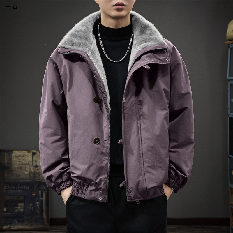 2025新款两面穿毛领棉衣男加绒加厚座山雕夹克冬季保暖棉服外套潮