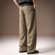 休闲通勤百搭直筒拖地裤 男春夏新款 复古双褶设计垂感西裤 高端美式