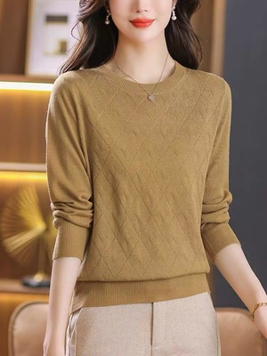 早秋羊毛衫女新款2025秋季针织衫上衣妈妈洋气低领毛衣打底衫春秋