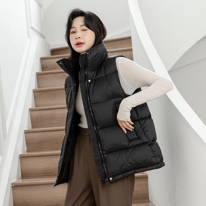 新款羽绒马甲女秋冬装加厚白鸭绒背心外穿韩版宽松马夹坎肩羽绒服