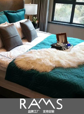 北欧轻奢床尾毯六边形加厚丝绒沙发毯纯色盖毯美式民宿酒店床搭毯