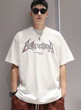 230克纯棉夏季宽松设计感小众街头男女纯棉短袖T恤潮