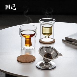 2025新款 目己寒设飘逸杯茶水分离高端泡茶杯家用双层玻璃创意茶具