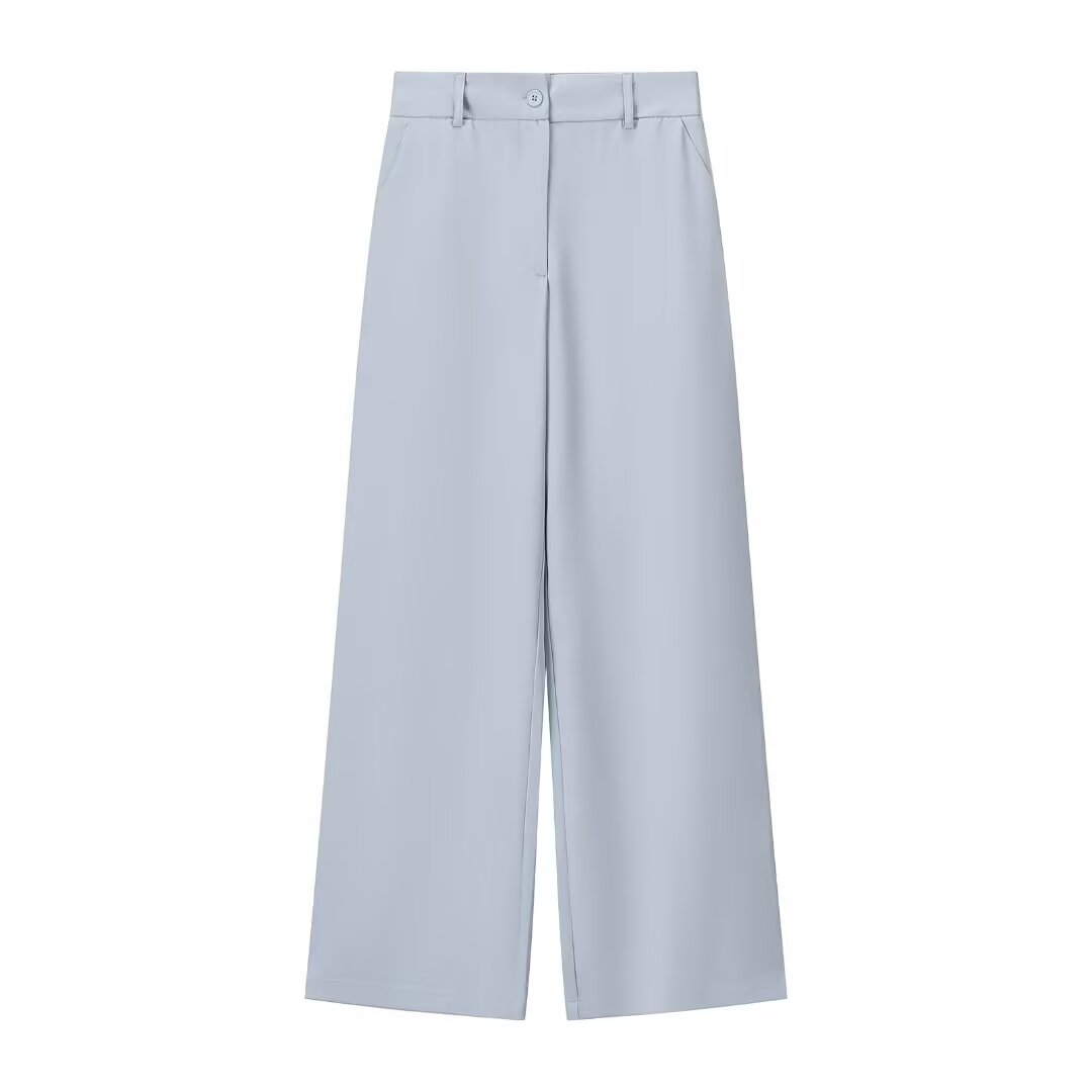 thumbnail for ZBZA Spring New Women's European and American Style French Spot Beaded Belt Vest High Waist Straight Pants