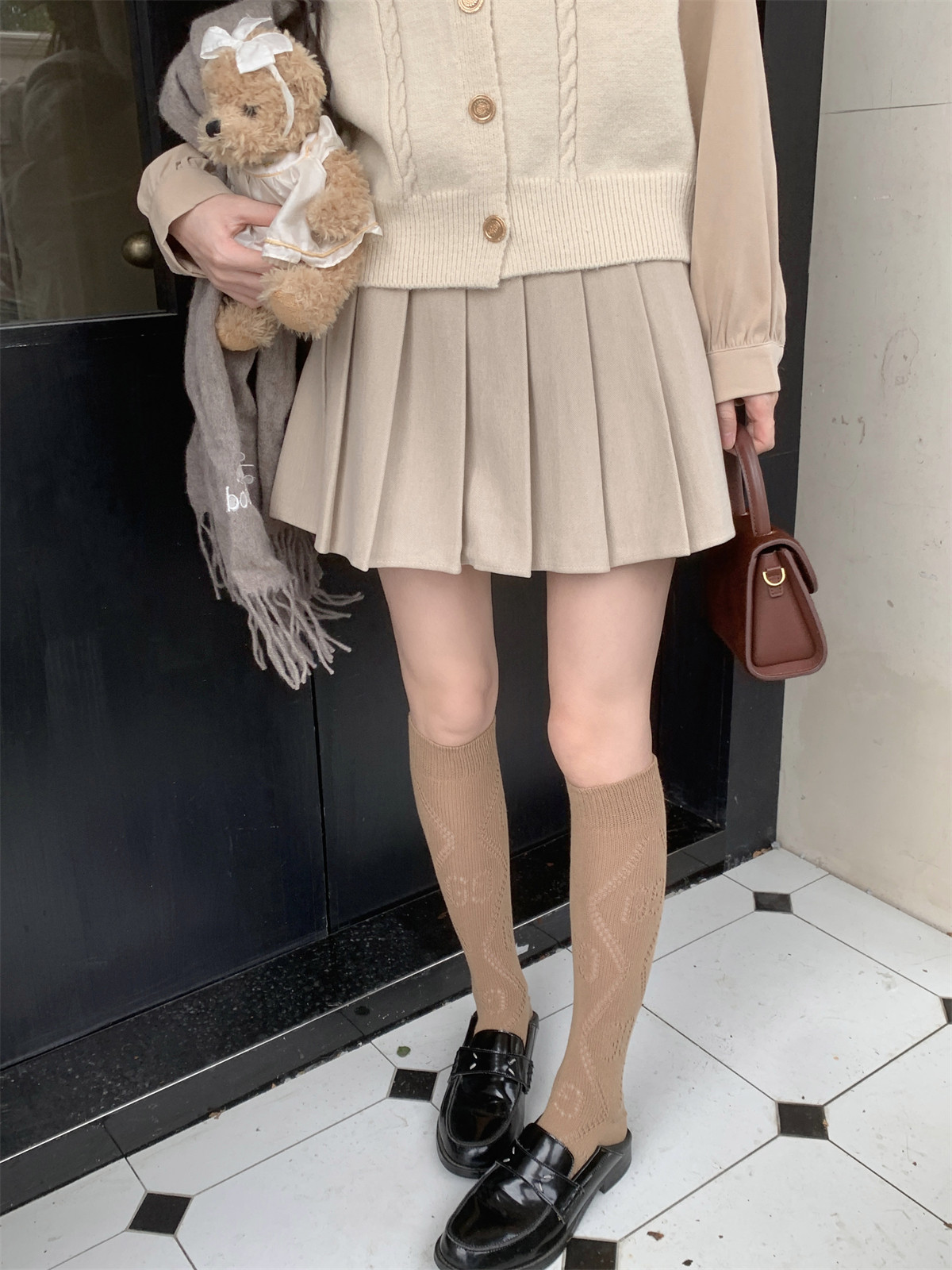 lxlilium【乖巧学妹】两色毛呢百褶裙女秋冬款a字半身裙短裙