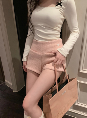 LXLILIUM【少女心事】65羊毛两色buling小香风编织高腰短裤女秋冬