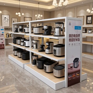 小家电货架展示架木纹层板电器中岛柜展示柜家电陈列展柜展台展架