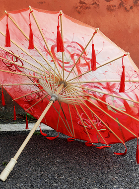 古风流苏飘带伞舞蹈走秀演出伞古装古代伞儿童红伞摄影汉服油纸伞