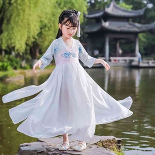 汉服儿童女童连衣裙中国风童装 中大童裙子 超仙儿童唐装 夏季
