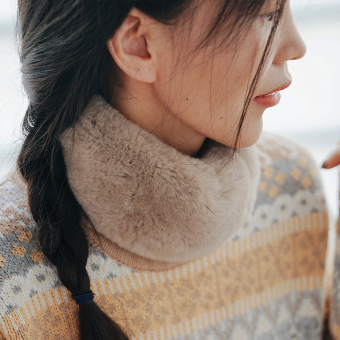 真獭兔毛双面加厚女款围巾