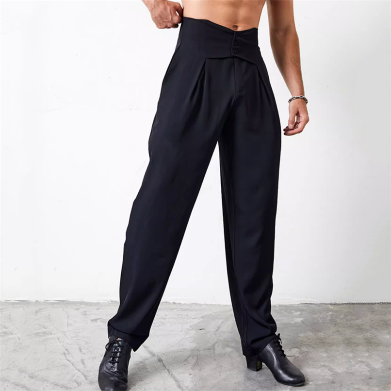 新款潮男显瘦西裤直筒裤帅气休闲中腰舞蹈长裤宽松抗皱免烫男裤