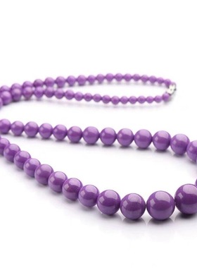 紫云母项链塔链香芋紫色云母石圆珠塔链女款送女友妈妈