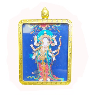 手工描金南无摩利支天菩萨吊坠佛像像项链平安唐卡挂件男女款