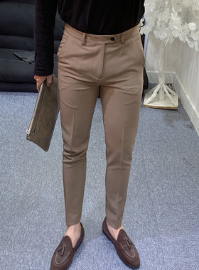 秋季新款简约时尚帅气休闲裤男韩版修身百搭免烫潮流商务小脚西裤