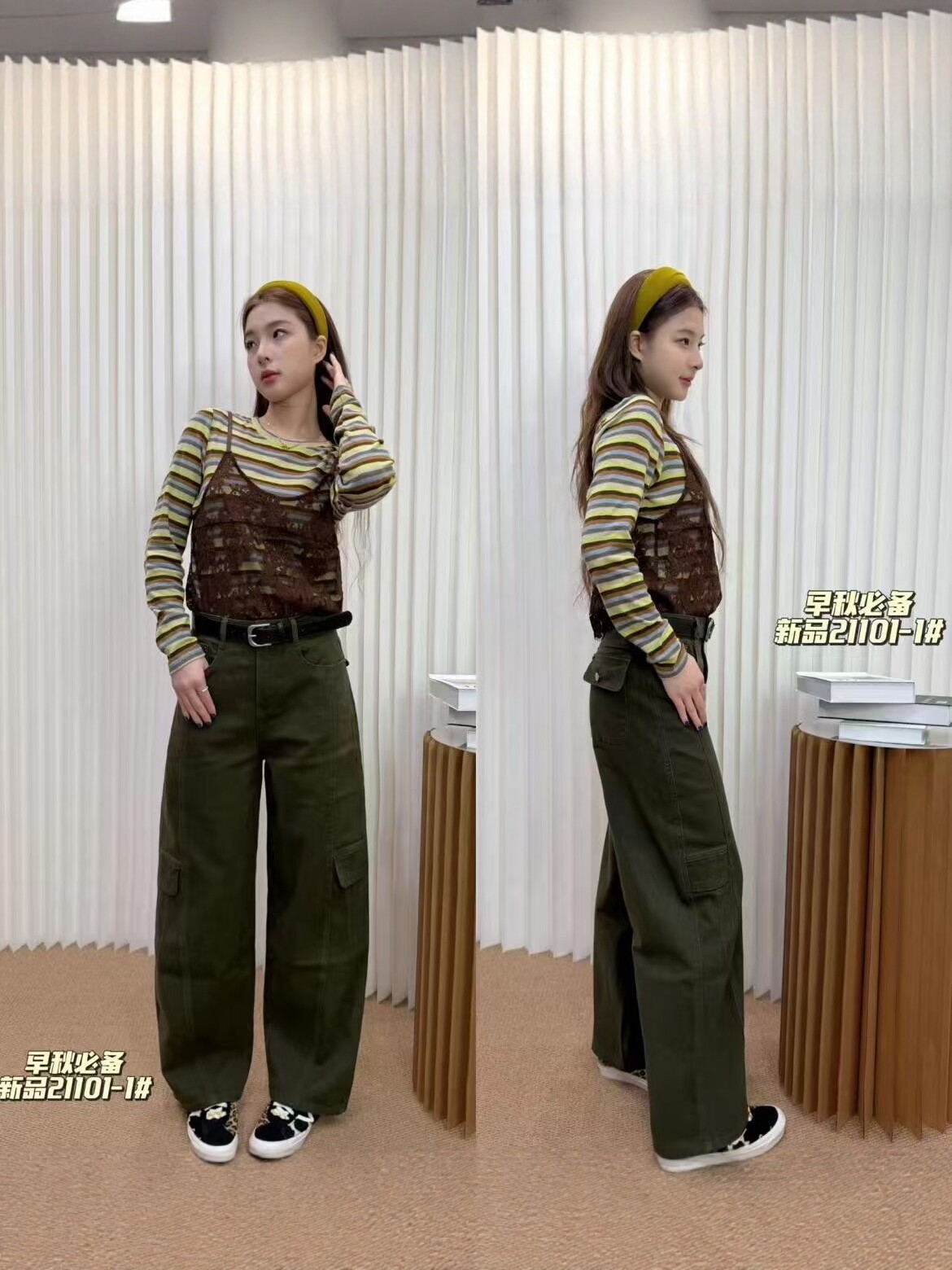 2026秋季新款弹力弯刀裤女高腰宽松显瘦休闲长裤工装藏青色女裤