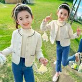 女孩衣服 儿童洋气时髦小香风上衣中大童装 女童外套春秋款 2025新款