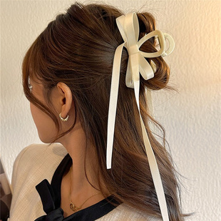 飘带丝带蝴蝶结抓夹8cm简约鲨鱼夹发夹女料头发夹子甜美头饰发卡