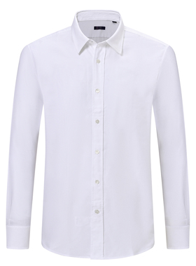 185001白色-2  棉100% 进口长袖衬衫男商务正装男士上班纯棉衬衣