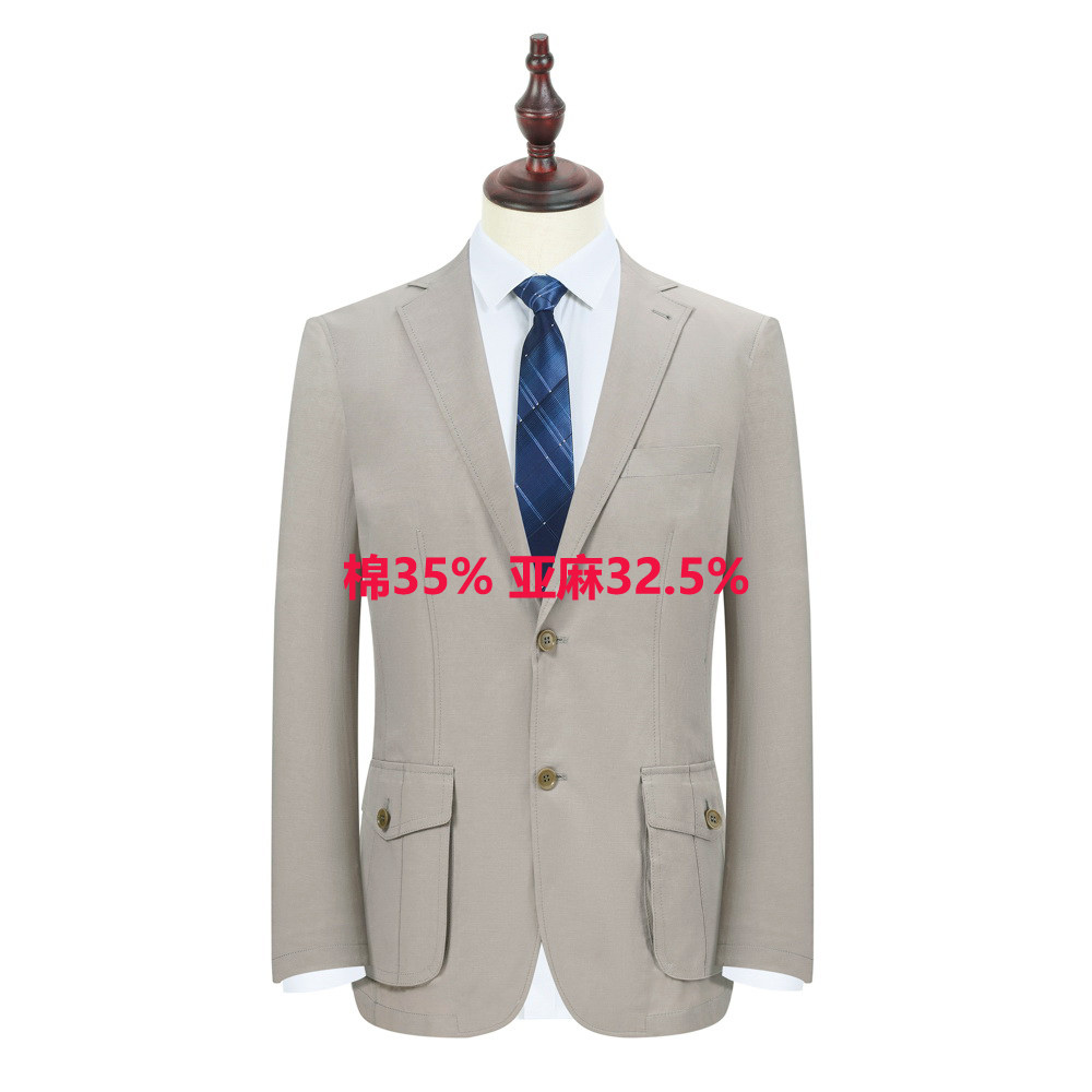 201210203 棉+亚麻 春夏新款男士单层西装二扣休闲西服薄款外套