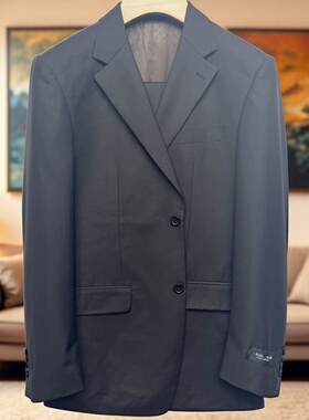 意大利奢侈品牌阿家门店款商务男士西服套装半麻衬单开叉H165-36