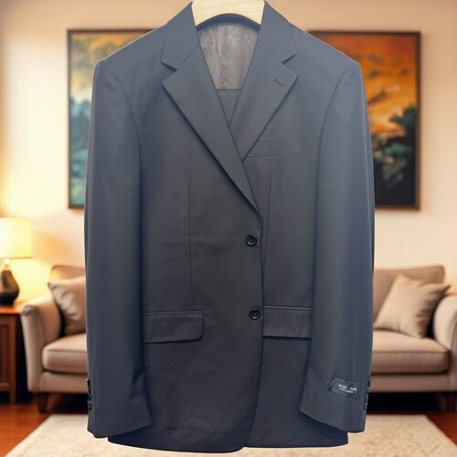 意大利奢侈品牌阿家门店款商务男士西服套装半麻衬单开叉H165-36