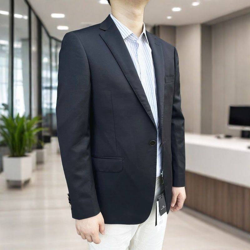 860306 羊毛66%+天丝8.2% 新款男士春秋西服一粒扣羊毛单西黑色
