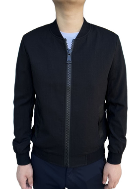 JY802 春秋夹克衫2025年新款夹克外套商务男士棒球领短款茄克黑色