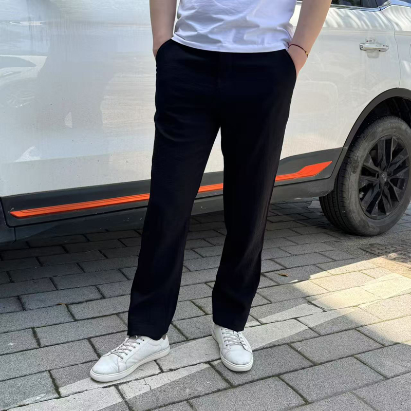 B047F 抗皱面料~男士休闲裤夏季薄款舒适坠感商务裤中腰直筒男裤