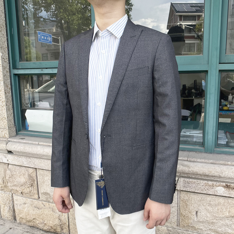 880306 羊毛81.2%桑蚕丝18.8% 春秋新款西服修身羊毛单西戗驳领男