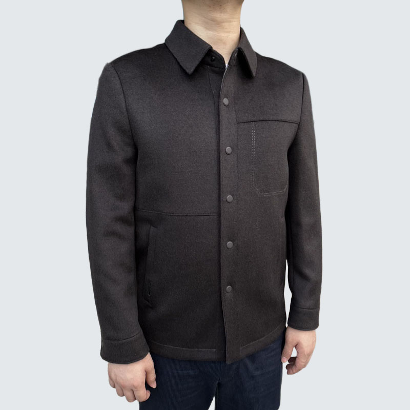 66898 绵羊毛80% 山羊绒10% 桑蚕丝10% 秋冬新款男士翻领羊毛夹克