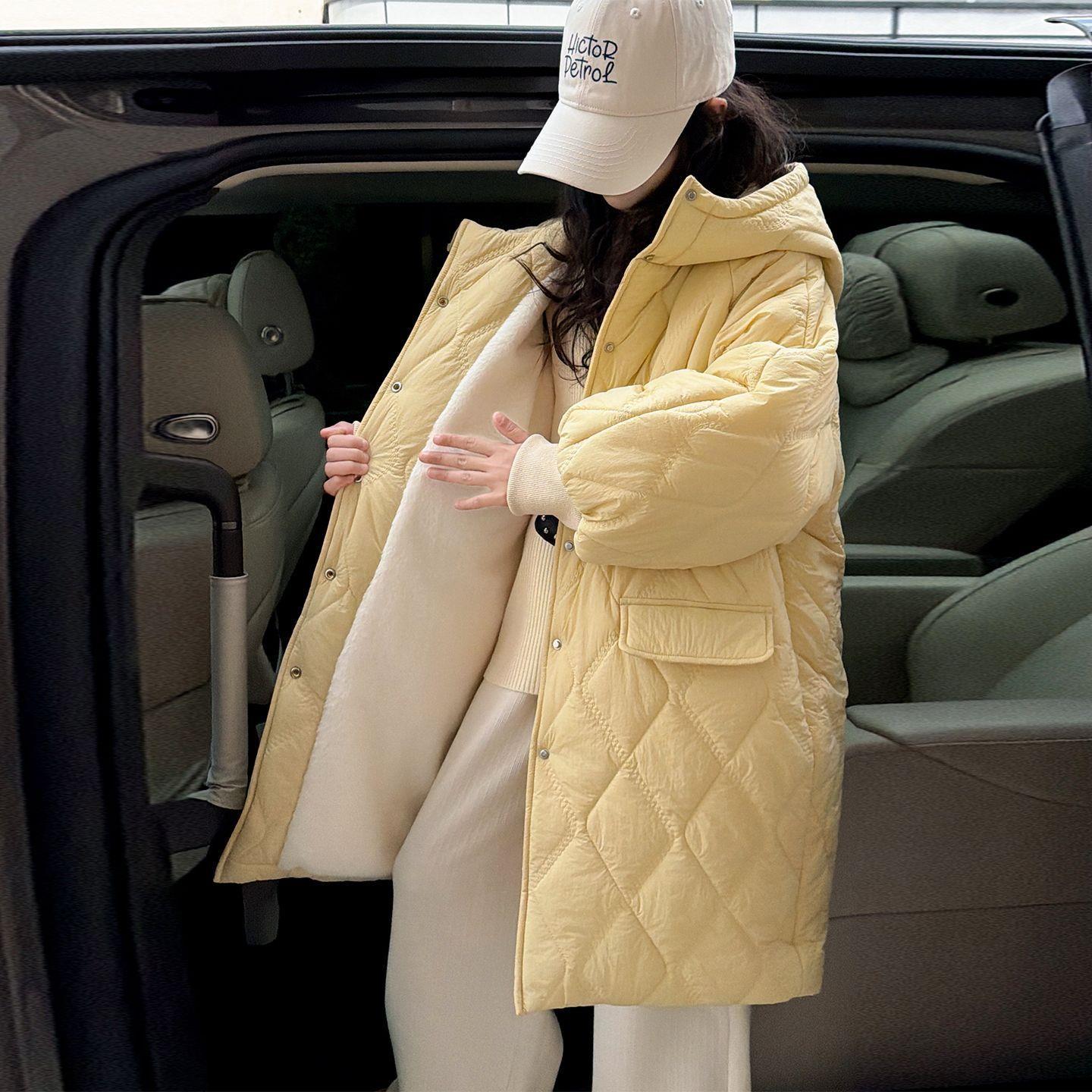 女童冬季中长款棉衣2026加绒外套新款中大童加厚洋气儿童连帽棉服