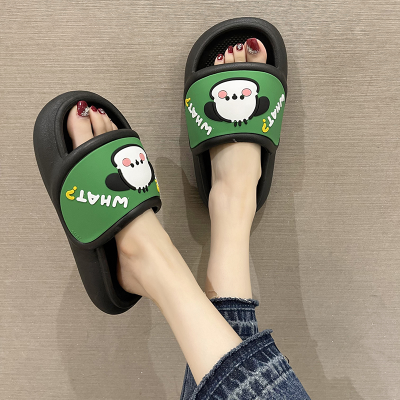 卡通可爱小狗踩屎感厚底一字拖