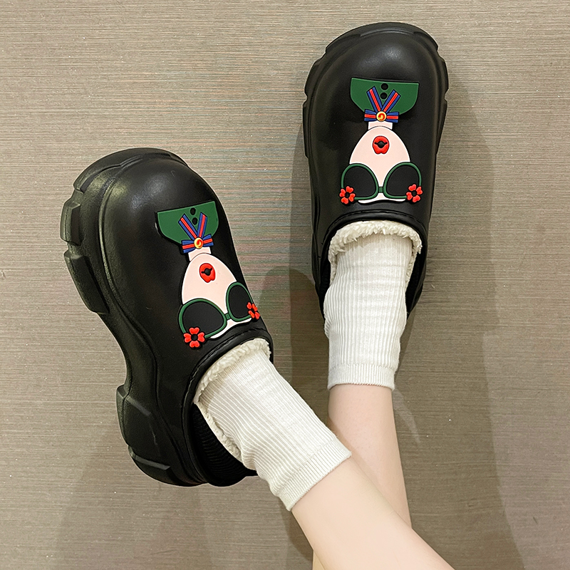 防水棉拖鞋女冬季时尚室内外穿厚底增高防滑加绒保暖包跟月子棉鞋