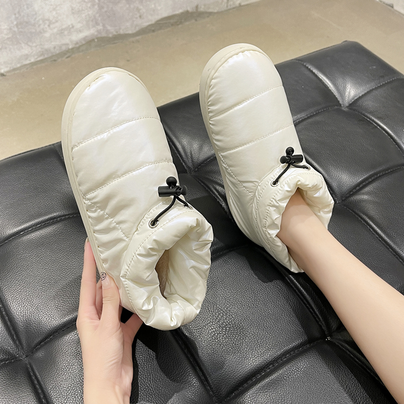 羽绒布包跟月子高帮居家棉拖鞋