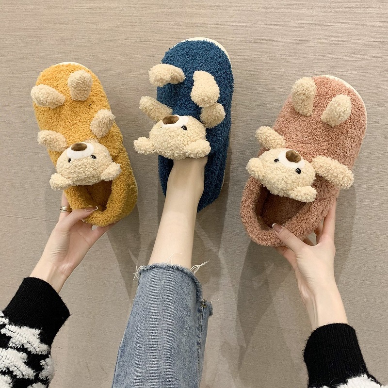 秋冬季棉拖鞋毛绒防滑包跟卡通