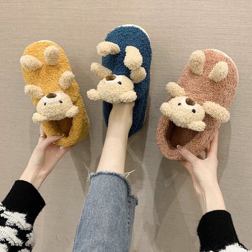 秋冬季棉拖鞋毛绒防滑包跟卡通