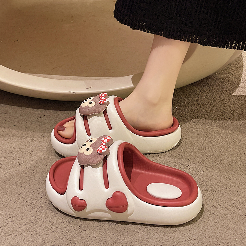 踩屎感EVA厚底拖鞋女款夏季可爱爱心小熊居家室内防滑凉拖鞋外穿