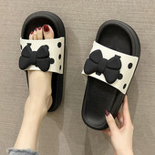 2025年新款 室内居家防滑浴室拖鞋 可爱蝴蝶结厚底凉拖鞋 女外穿夏季