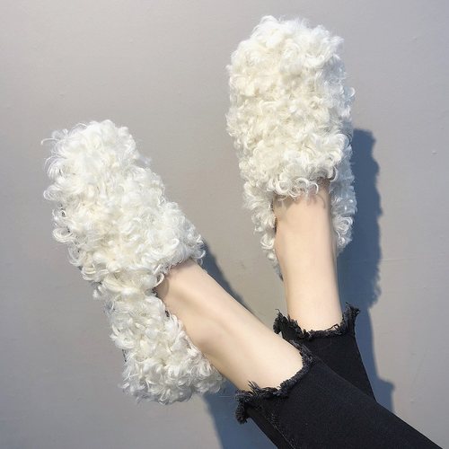 羊羔毛毛毛鞋女2025懒人外穿加绒