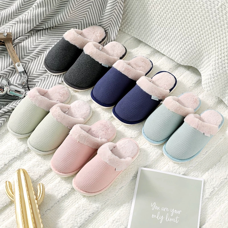 防滑厚底秋冬毛绒居家男士棉拖鞋