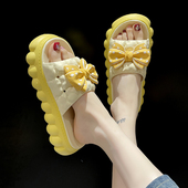 增高防滑室内家居凉拖鞋 可爱蝴蝶结厚底一字拖女2025夏季 新款 外穿