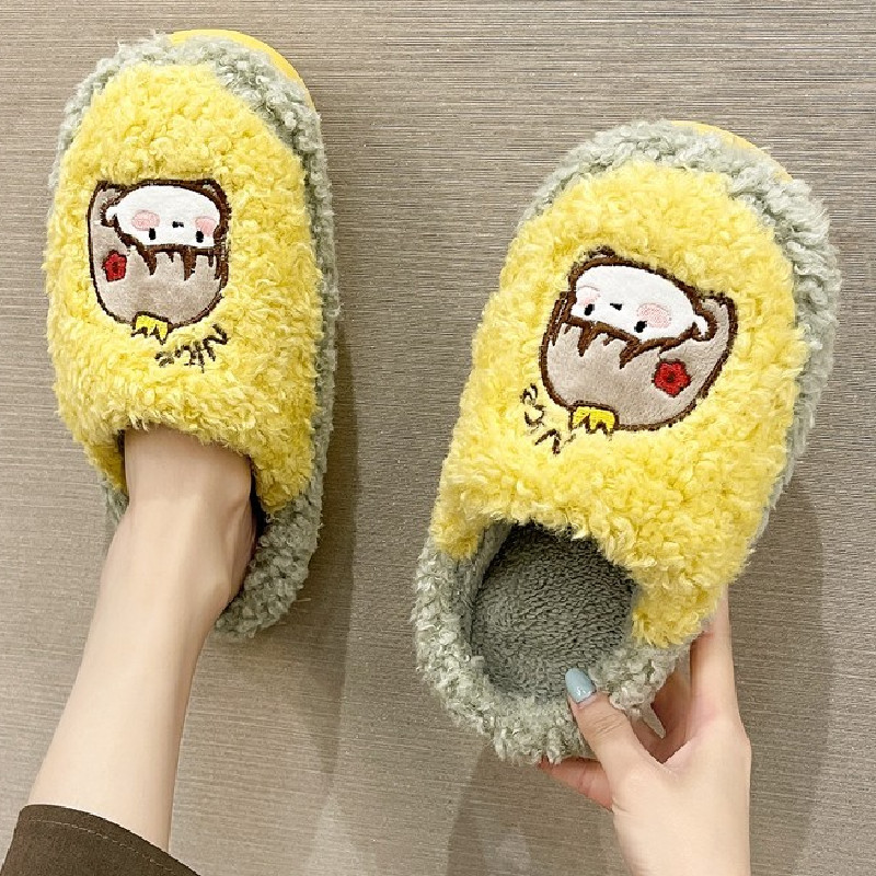 居家卡通小女孩ins风毛绒拖鞋