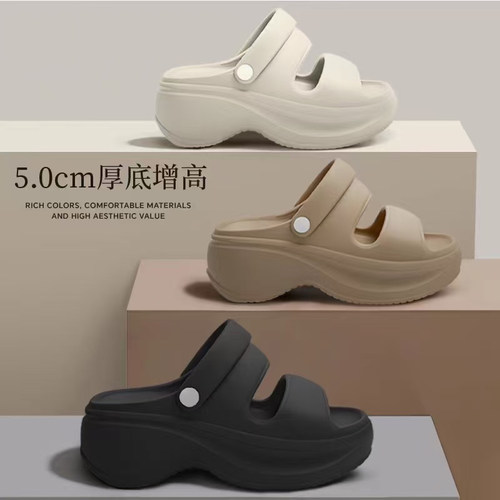 踩屎感凉鞋女士夏季百搭时尚外穿厚底增高两穿EVA防滑沙滩凉拖鞋