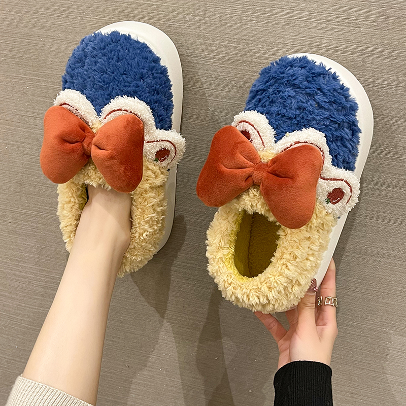 可爱公主范蝴蝶结包跟棉拖鞋