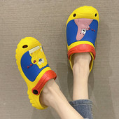 花园 家居外穿松糕厚底防滑沙滩洞洞鞋 卡通玩偶包头凉拖鞋 女夏时尚